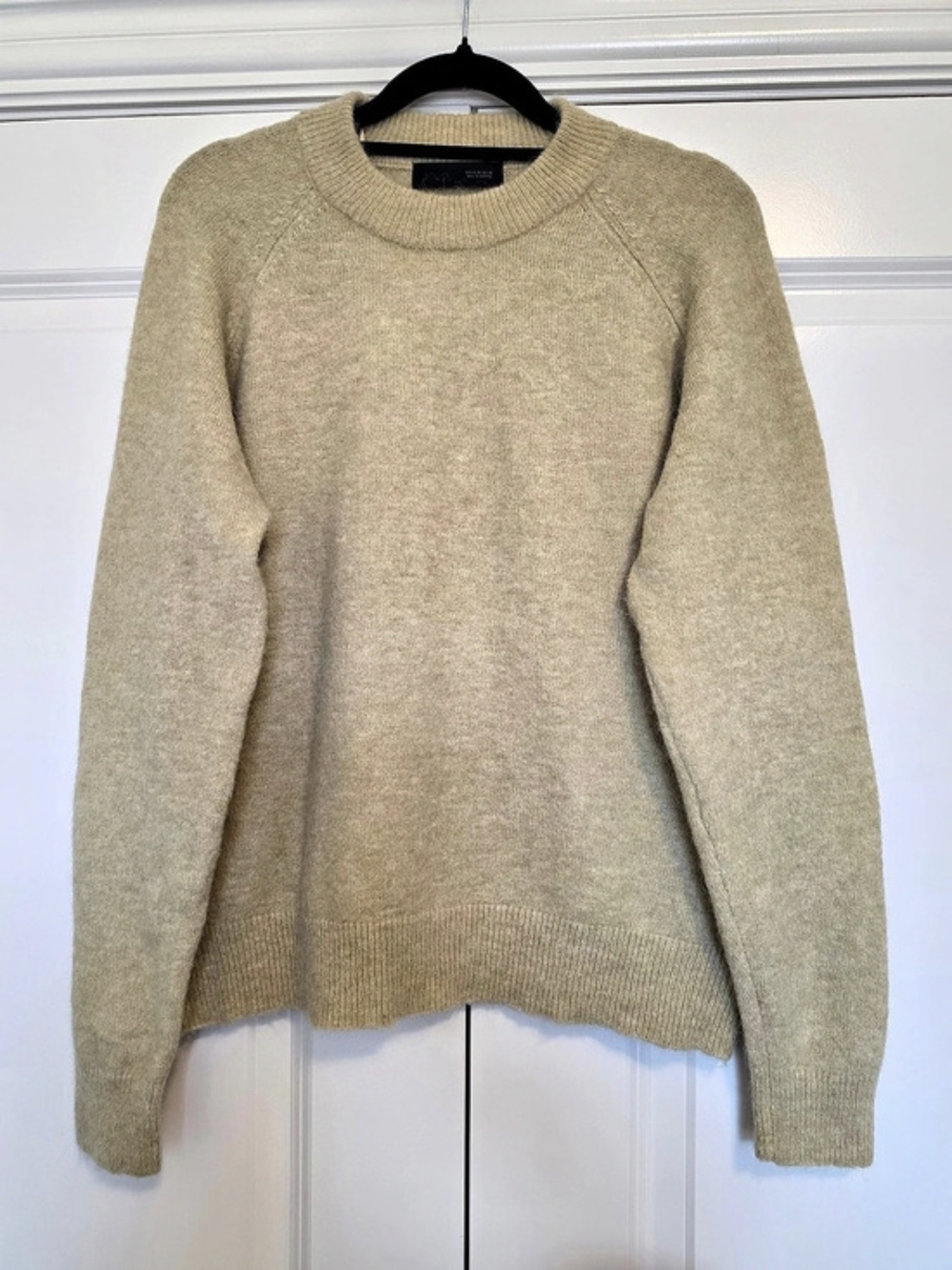 ZARA NWOT WOOL ALPACA BLEND SWEATER LIGHT GREEN RAGLAN CREWNECK M